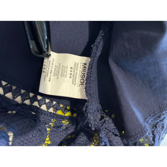 Miusol dress peasant Y2K laced stretch navy blue cocktail casual country women S - Picture 5 of 7